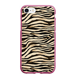 Чехол iPhone 7/8 матовый Шкура зебры и белого тигра, цвет: 3D-малиновый