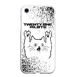 Чехол iPhone 7/8 матовый Twenty One Pilots рок кот на светлом фоне