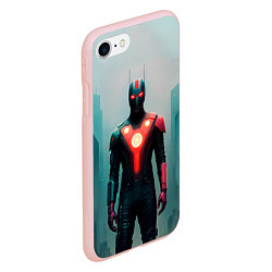 Чехол iPhone 7/8 матовый Мрачный киберпанк персонаж, цвет: 3D-светло-розовый — фото 2