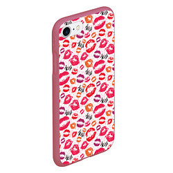 Чехол iPhone 7/8 матовый Поцелуи - kiss, цвет: 3D-малиновый — фото 2
