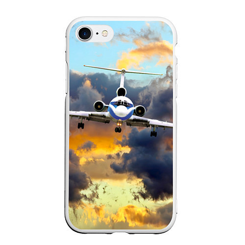 Чехол iPhone 7/8 матовый Ту-154 Суровый закат / 3D-Белый – фото 1