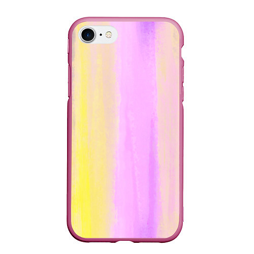 Чехол iPhone 7/8 матовый Акварельный градиент желто- розовый / 3D-Малиновый – фото 1