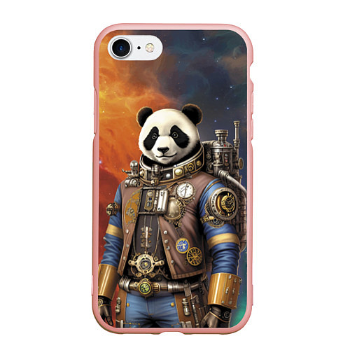 Чехол iPhone 7/8 матовый Панда-космонавт - стимпанк / 3D-Светло-розовый – фото 1