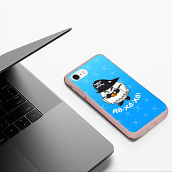 Чехол iPhone 7/8 матовый Chicken Gun: веселый цыпленок пират, цвет: 3D-светло-розовый — фото 2
