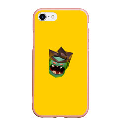 Чехол iPhone 7/8 матовый Two Guys & Zombies 3D - Паттерн голова зомби, цвет: 3D-светло-розовый