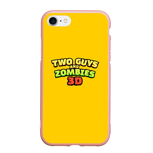 Чехол iPhone 7/8 матовый Two Guys & Zombies 3D - Лого на желтом / 3D-Светло-розовый – фото 1