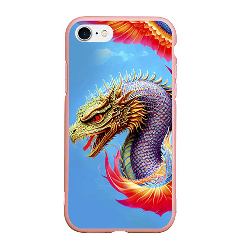 Чехол iPhone 7/8 матовый Dragon - irezumi - tattoo - Japan / 3D-Светло-розовый – фото 1