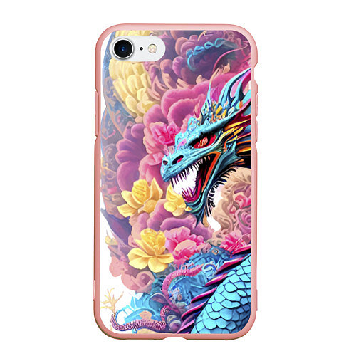 Чехол iPhone 7/8 матовый Свирепый дракон - татуировка - ирезуми - Япония / 3D-Светло-розовый – фото 1