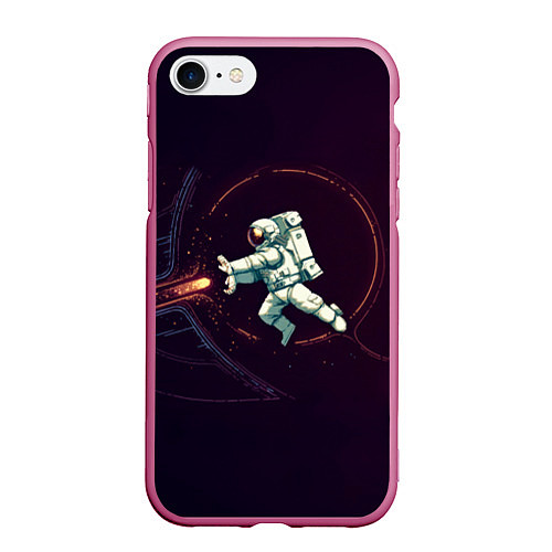 Чехол iPhone 7/8 матовый Астронавт - камехамеха / 3D-Малиновый – фото 1