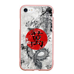 Чехол iPhone 7/8 матовый Dragon - white grunge, цвет: 3D-светло-розовый