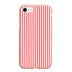 Чехол iPhone 7/8 матовый Красная ретро-полоска, цвет: 3D-светло-розовый