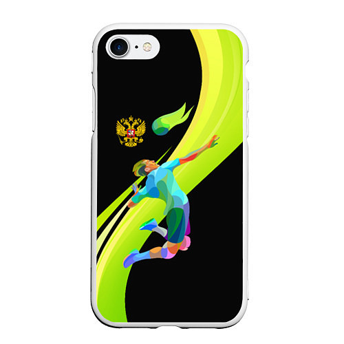 Чехол iPhone 7/8 матовый Волейбол Россия / 3D-Белый – фото 1