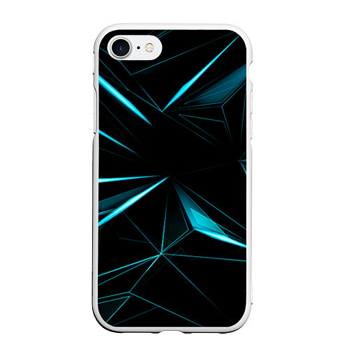 Чехол iPhone 7/8 матовый Light blue hexagon / 3D-Белый – фото 1