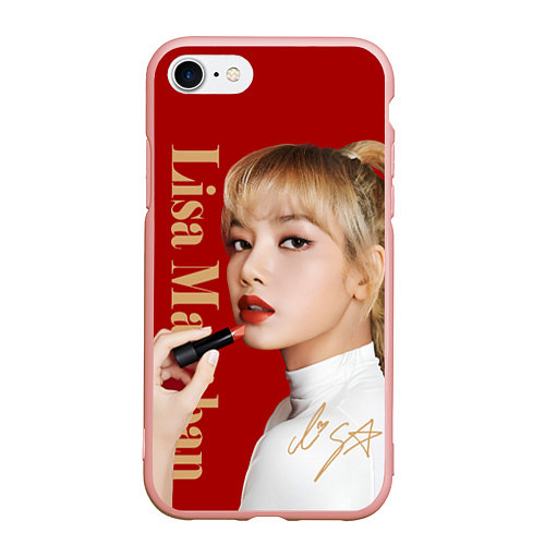 Чехол iPhone 7/8 матовый Blackpink Lisa paints lips / 3D-Светло-розовый – фото 1