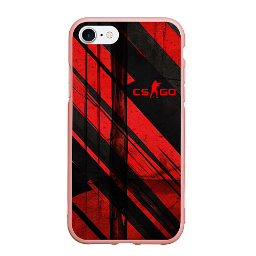 Чехол iPhone 7/8 матовый CS GO black and red / 3D-Светло-розовый – фото 1