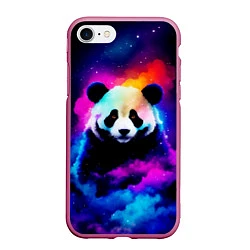 Чехол iPhone 7/8 матовый Панда и краски, цвет: 3D-малиновый