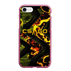 Чехол iPhone 7/8 матовый CS GO green and fire, цвет: 3D-малиновый