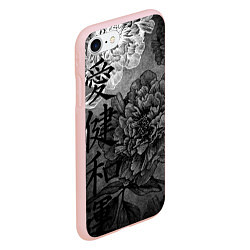 Чехол iPhone 7/8 матовый Flowers - japanese art, цвет: 3D-светло-розовый — фото 2