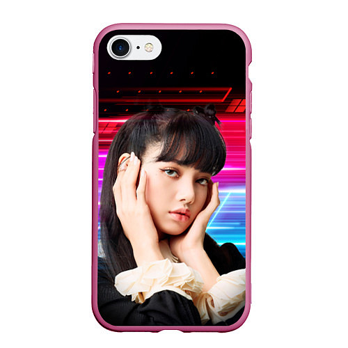 Чехол iPhone 7/8 матовый Lisa Blackpink music kpop / 3D-Малиновый – фото 1