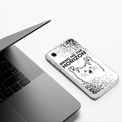 Чехол iPhone 7/8 матовый Bring Me the Horizon рок кот на светлом фоне, цвет: 3D-белый — фото 2