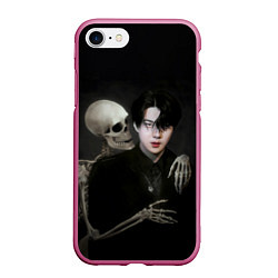 Чехол iPhone 7/8 матовый Сехун со скелетом, цвет: 3D-малиновый