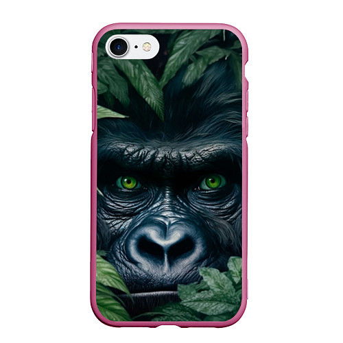Чехол iPhone 7/8 матовый Крупная морда гориллы / 3D-Малиновый – фото 1