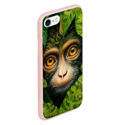 Чехол iPhone 7/8 матовый Обезьянка в джунгли, цвет: 3D-светло-розовый — фото 2