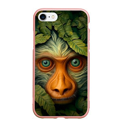 Чехол iPhone 7/8 матовый Обезьяна в джунглях, цвет: 3D-светло-розовый