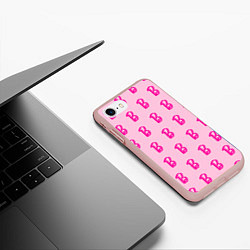 Чехол iPhone 7/8 матовый Барби паттерн буква B, цвет: 3D-светло-розовый — фото 2