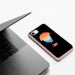 Чехол iPhone 7/8 матовый Неоновое солнце SynthWave, цвет: 3D-светло-розовый — фото 2