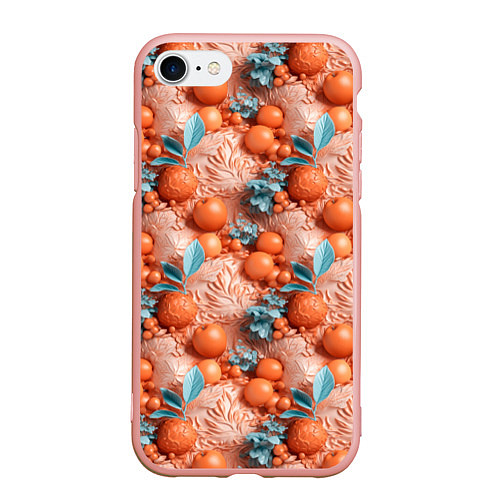 Чехол iPhone 7/8 матовый Сочные фрукты клипарт / 3D-Светло-розовый – фото 1