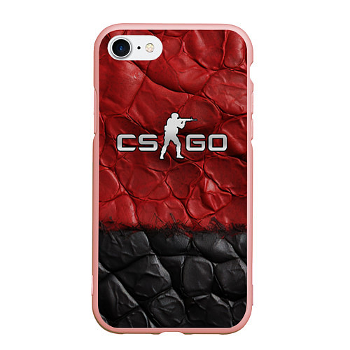 Чехол iPhone 7/8 матовый CS GO red black texture / 3D-Светло-розовый – фото 1