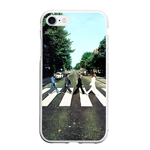 Чехол iPhone 7/8 матовый The Beatles альбом Abbey Road / 3D-Белый – фото 1