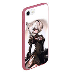 Чехол iPhone 7/8 матовый Nier: Automata - 2B TechnoBlade, цвет: 3D-малиновый — фото 2