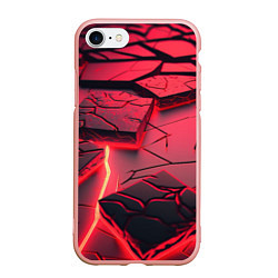 Чехол iPhone 7/8 матовый Красные неоновые плиты, цвет: 3D-светло-розовый