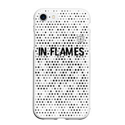 Чехол iPhone 7/8 матовый In Flames glitch на светлом фоне: символ сверху, цвет: 3D-белый