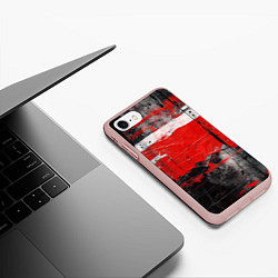 Чехол iPhone 7/8 матовый Красная белая черная краска, цвет: 3D-светло-розовый — фото 2