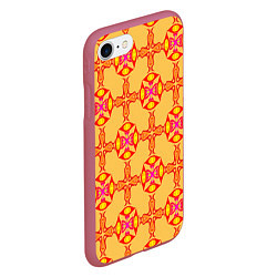 Чехол iPhone 7/8 матовый Желто-оранжевый мотив, цвет: 3D-малиновый — фото 2