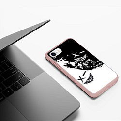 Чехол iPhone 7/8 матовый Smile - black and white, цвет: 3D-светло-розовый — фото 2