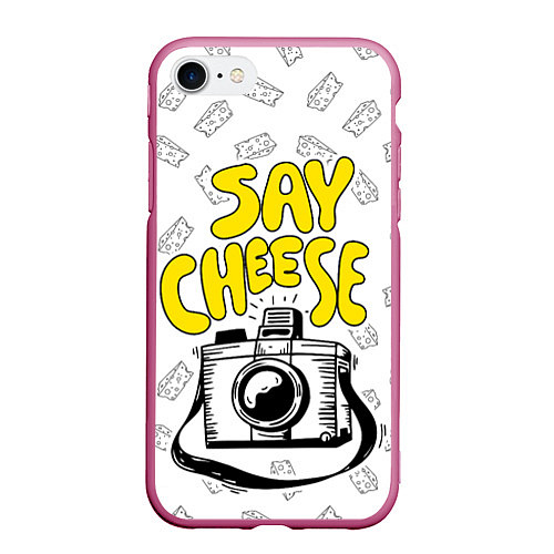 Чехол iPhone 7/8 матовый Say cheese / 3D-Малиновый – фото 1