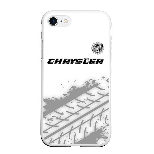 Чехол iPhone 7/8 матовый Chrysler speed на светлом фоне со следами шин: сим / 3D-Белый – фото 1