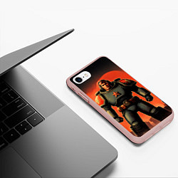 Чехол iPhone 7/8 матовый Космический десантник ретро, цвет: 3D-светло-розовый — фото 2