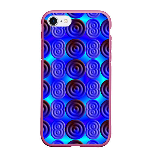 Чехол iPhone 7/8 матовый Синий шашечный мотив / 3D-Малиновый – фото 1