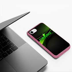 Чехол iPhone 7/8 матовый CS GO black green logo, цвет: 3D-малиновый — фото 2