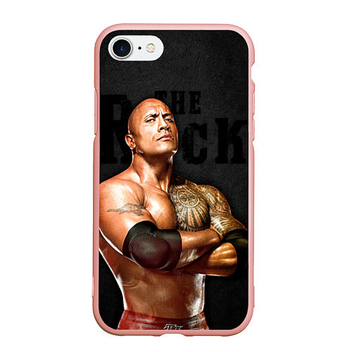 Чехол iPhone 7/8 матовый Dwayne - Johnson / 3D-Светло-розовый – фото 1