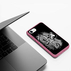 Чехол iPhone 7/8 матовый Bmx jump rider, цвет: 3D-малиновый — фото 2