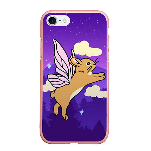 Чехол iPhone 7/8 матовый Лунный кролик с крыльями / 3D-Светло-розовый – фото 1
