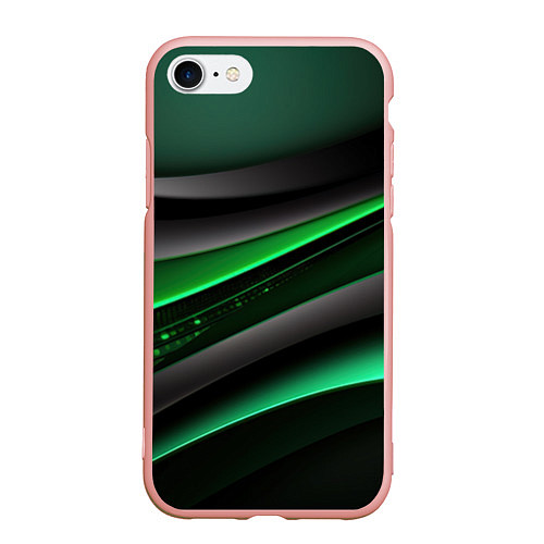 Чехол iPhone 7/8 матовый Black green line / 3D-Светло-розовый – фото 1