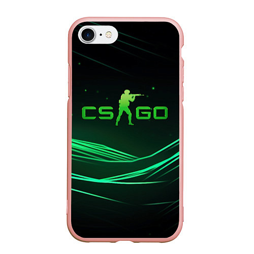 Чехол iPhone 7/8 матовый CS GO green logo / 3D-Светло-розовый – фото 1