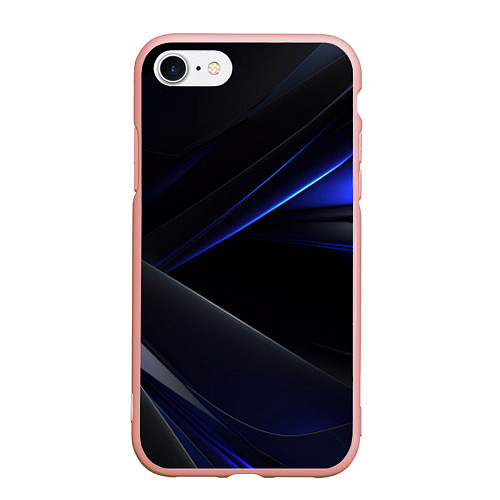 Чехол iPhone 7/8 матовый Black blue background / 3D-Светло-розовый – фото 1